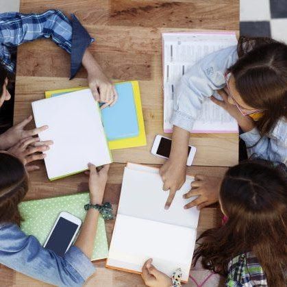 Students collaborating on an assignment